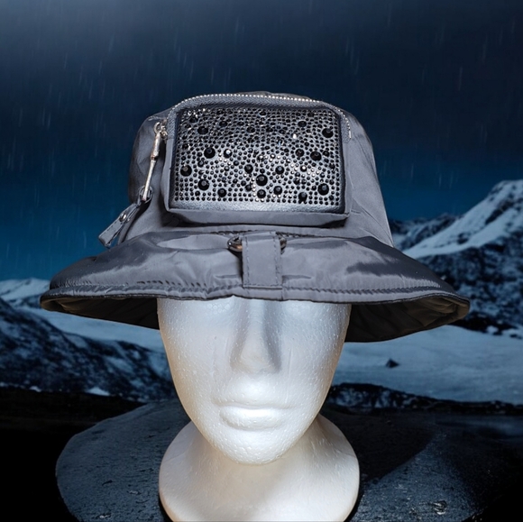 MADDEN NYC Puffer Bucket Hat with Rhinestone Zipper Purse - Picture 3 of 10